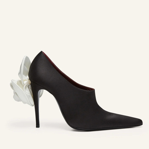 Sandales élégantes en soie pour femme, grande taille 45, à fleur arrière, à bout pointu, talons aiguilles fins, chaussures de soirée, escarpins à coupe large - Product Image 5