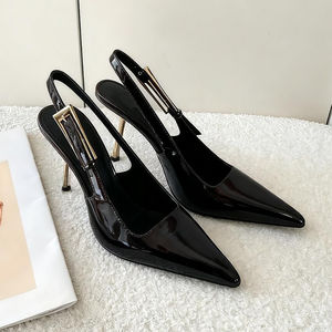 <span class=keywords><strong>Chaussures</strong></span> sexy pour femme à talons hauts de 9 cm en cuir véritable, talon fin, bride cheville, rehaussantes, pour soirée, banquet, cadeau pour elle - Product Image 2