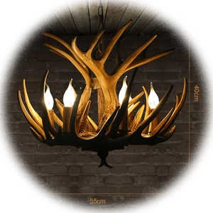 Nuovo 110v E14 industriale vintage lampada a sospensione loft retrò in resina lampada a sospensione <span class=keywords><strong>cucina</strong></span> da pranzo <span class=keywords><strong>marrone</strong></span> tradizionale antler lampadario - Product Image 3