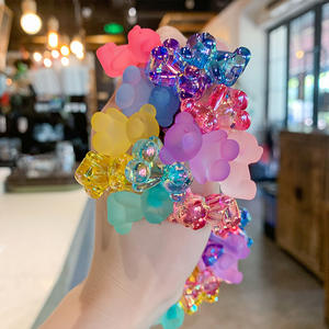 Elegante 2 Stk/set Kinderen Meisjes Schattige Cartoon Haarbanden Snoep Beer Zacht Haar Touw Feeststijl Hoge Elastische Stof Haarbanden - Product Image 4