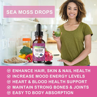 Gouttes liquides de mousse de mer personnalisées OEM ODM 60ml – Supplément végétalien à base de mousse de mer irlandaise, fucus vésiculeux et racine de bardane