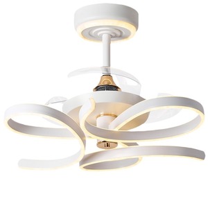 Ventilateur de plafond avec lumière, nouveau design, moteur DC invisible, télécommande, avec lampes en acrylique et en fer pour salon - Product Image 1
