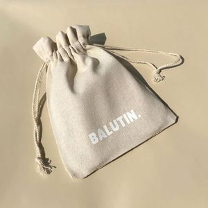 Custom Logo Printed Recyclable Thin Cotton <b>Drawstring</b> <b>Pouch</b> Organic Muslin Cotton <b>Pouch</b> for Promotion - Product Image 1