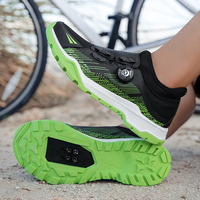 Chaussures de cyclisme VTT pour hommes avec bouton rotatif, empeigne en maille respirante, semelle en caoutchouc, système clipless, pour le cyclisme tout-terrain et la marche quotidienne