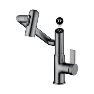 <span class=keywords><strong>Rubinetto</strong></span> da Bagno Monocomando Moderno con Braccio Robotico Girevole a <span class=keywords><strong>1080</strong></span> <span class=keywords><strong>Gradi</strong></span>, Montaggio su Piano, Display LED Temperatura in Ceramica, Ottone - Product Image 1