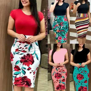 YY1006 abbigliamento estivo da donna all'ingrosso abiti casual africani abiti da donna taglie forti abiti etnici carriera abiti midi