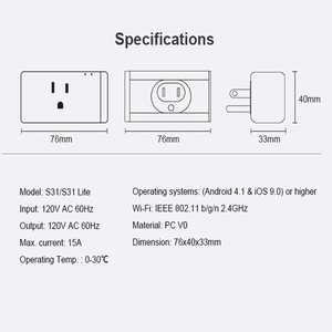 <span class=keywords><strong>Enchufe</strong></span> Inteligente Inalámbrico <span class=keywords><strong>Sonoff</strong></span> S31 15A para Estados Unidos con Control Remoto, Temporizador, Monitor de Energía, Compatible con Google/Alexa - Product Image 5