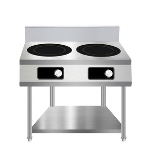 Commercial Double Burner Induction Cooker with Lower Shelf for Restaurants Food Stalls Mobile <b>Carts</b> and Equipment Dealers - Product Image 1