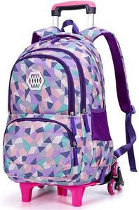 Poignée de chariot de sac à dos scolaire télescopique imperméable en métal, détachable, 6 roues, réglable, robuste - Product Image 6