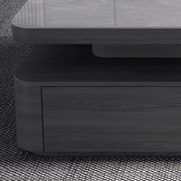 Ensemble table basse et meuble TV carré en bois, design moderne et luxueux, durable, avec plateau en pierre frittée et rangement, pour salon et maison