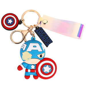 Free Shipping Avengers Key <strong>Ring</strong> Cartoon Cartoon Hero Action Figure Captain America <strong>Spiderman</strong> Iron Man Pendant Wholesale TP-22149 - Product Image 1