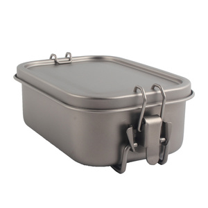 Ultralight Pure Titanium Mess Tin Portable Outdoor <b>Camping</b> Lunch <b>Box</b> with Foldable Handle Lightweight Bento Food Container - Product Image 6