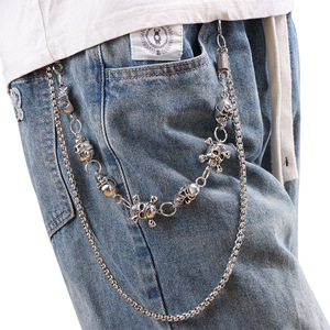 Chaîne de taille squelette en argent tibétain double couche, style Hip Hop Punk Street, chaîne pour jean, chaîne de corps décontractée et tendance - Product Image 6