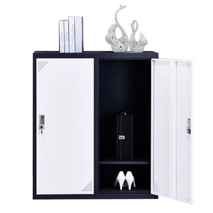 Casillero Pequeño de 2 Puertas para Niños, Metálico <span class=keywords><strong>Vintage</strong></span> con Recubrimiento en Polvo, Color Blanco, Desmontable, para Ropa de Gimnasio, con Cerradura con Llave - Product Image 2
