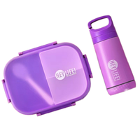 Boîte à lunch bento pour enfants, 3 compartiments, micro-ondable, anti-fuite, sans BPA, en plastique, avec gourde portable