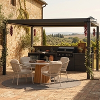Pergola bioclimatique motorisée en aluminium avec toit rétractable à lames orientables, imperméable, résistante au vent, écologique, durable et autoportante