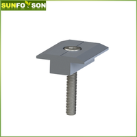 Clip de fixation pour support de panneaux photovoltaïques, composants d'installation de système solaire, pince intermédiaire en aluminium anodisé avec plaque de mise à la terre