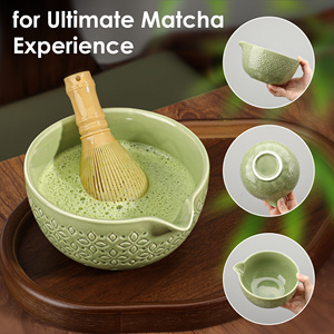 7-Piece Traditional Japanese-Style Ceramic Matcha <b>Tea</b> <b>Set</b> Engraved Bowl <b>Tea</b> Brush Polypropylene Whisk for <b>Tea</b> - Product Image 3