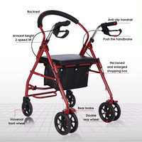Déambulateur pliant portable en acier avec siège, réglable, pour patient, usage médical et extérieur, idéal pour le shopping - Vente directe usine