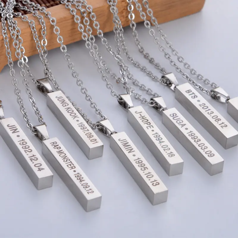 Personalized Unisex Jewelry Korea KPOP BTS A.R.M.Y Pendant Necklaces, Fashion Stainless Steel Jewelry US ARMY Letters Necklace
