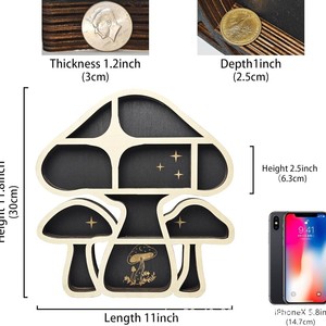 Wooden Mushroom Shaped Storage Rack 4 Layers <b>Wall</b> Mounted <b>Display</b> For Crystals And Miscellaneous Items - Product Image 4
