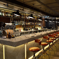 Comptoir de bar moderne en marbre de couleur, grande taille, à usage commercial, LED, montage facile, pour la maison, le restaurant, le club, l'hôtel
