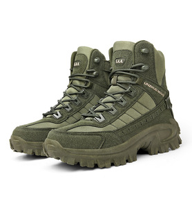 Zapatos de senderismo impermeables de cuero genuino para hombre, botas de bosque de seguridad de verano, forro de algodón para escalada de montaña, poliéster empaquetado - Product Image 1