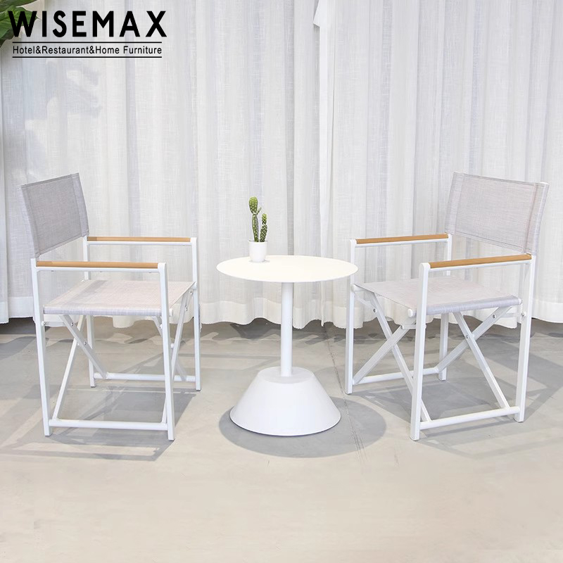 WISEMAX grosir furnitur kursi malas luar ruangan furnitur lipat direktur memancing berkemah jaring aluminium kursi makan kain