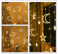 Guirlandes lumineuses LED étoiles et lunes, décoratives, clignotantes, alimentées par piles et USB, blanc chaud, IP44, directement de l'usine