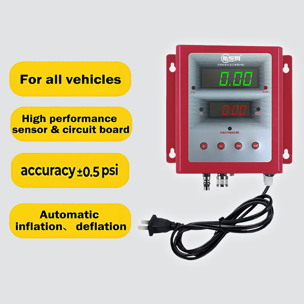 Fast Rechargeable Automatic Tire Inflator for Tire Shops Wall-Mounted Metal Double Cylinder with Digital Pressure Gauge