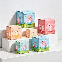 Boîte en carton blanc biodégradable personnalisée, imprimée offset, avec paillettes, portable, pour jouets, motif chat mignon Roly-poly, production en 72H