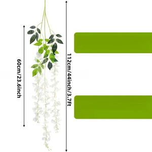 12 têtes de fleurs artificielles de glycine en soie pour décoration de maison, mariage, fête - Vente en gros - Product Image 3