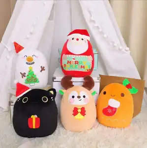 Allo kawaii חג המולד סנטה קלאוס סנואואיש שלג cuddly כרית שחור רך חתול ג 'ינג' ר צעצוע