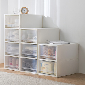 Simple Combination Wardrobe Transparent <b>Drawer</b> Organizer 4 Tier Desktop Storage Cabinet For Bedroom Study Room - Product Image 3