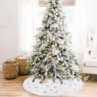 Jupe de sapin de Noël en fausse fourrure blanche avec sequins flocons de neige, 50-150 cm, col de sapin tissé pour décoration festive de la maison