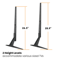 Soporte de TV Universal Económico con Ajuste de Altura, Base de Mesa de 2 Patas para Televisores de 55, 60, 65, 70 y 75 Pulgadas