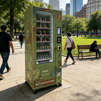 Distributeur automatique commercial anti-blocage de snacks et boissons avec système de livraison à double voie par ressort et rail