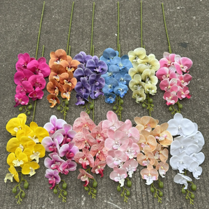 Venta al por mayor Real Touch Latex Faux Phalaenopsis flores de orquídeas artificiales 7 flores para Pascua ramas de flores artificiales decorativas - Product Image 1