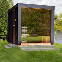 Sauna individuel extérieur commercial en bois massif électrique préfabriqué, avec panneau de commande informatisé et design moderne, vente en gros