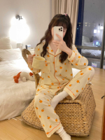 Nouveau design pyjamas décontracté à manches longues filles vêtements de nuit tricoté ensemble pyjamas femme foudre pj ensembles pour femmes