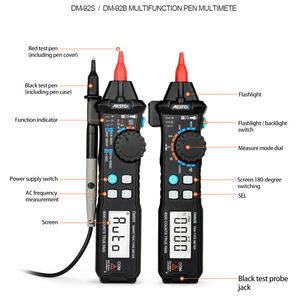 MESTEK DM92B 6000 comptes Type de stylo de poche Multimètre à plage automatique Détection NCV Multimètre de tension CC / CA - Product Image 3