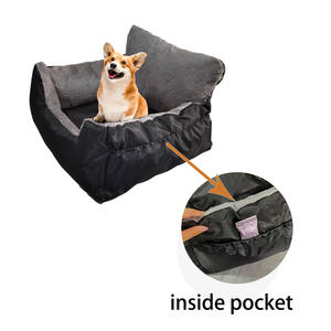 Asiento de coche suave para perros pequeños, cama de viaje para el hogar, totalmente desmontable y lavable, elevador para gatos con bolsillo de almacenamiento - Product Image 5