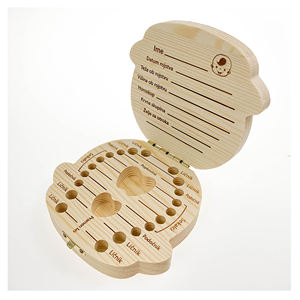 Caja de madera para dientes de bebé, organizador de almacenamiento para dientes de bebé, artesanal, pintura y decoración, Color madera Natural - Product Image 1