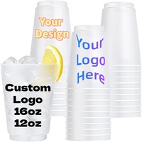Gobelets en plastique givré personnalisables avec logo, 16oz/12oz, réutilisables pour mariages, fêtes, réunions de famille, camping, sans BPA