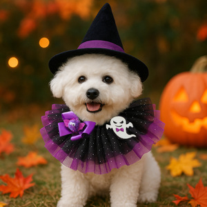 أزياء رومانسية لطيف كلب القط جرو التبعي هالياس عيد الميلاد الشاش وشاح صغير الحجم الحيوانات الأليفة نمط الطباعة الكلاسيكية لفصل الشتاء - Product Image 2