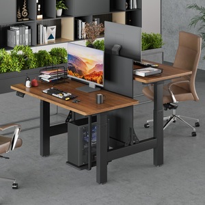 Yazhi Liftable Commercial Modern Work Table with Baffle Standing Steel Double <b>Computer</b> <b>Desk</b> White Screen - Product Image 4