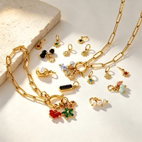Pendentif personnalisé en acier inoxydable plaqué or 18 carats PVD, perles de verre et zircons colorés pour la création de bijoux DIY (colliers, bracelets)