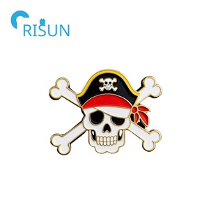 Fabricación esmalte pirata cabeza esqueleto huesos Pin broche personalizado esqueleto y Crossbone solapa Pin esqueleto Cruz hueso pines insignias - Product Image 2