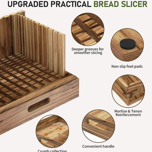 Trancheur à <span class=keywords><strong>pain</strong></span> en bois d'acacia avec logo personnalisé pour <span class=keywords><strong>pain</strong></span> fait maison - Guide <span class=keywords><strong>de</strong></span> découpe pliable en bambou avec plateau à miettes et plateau <span class=keywords><strong>de</strong></span> service extractible - Product Image 2