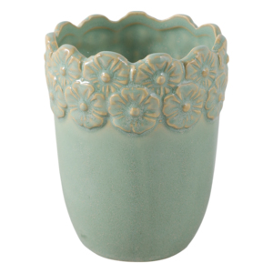 Organizer da Scrivania in Ceramica con Bordo Ondulato Verde, Contenitore Decorativo per Ufficio, Accessorio per Spazio di Lavoro - Product Image 1